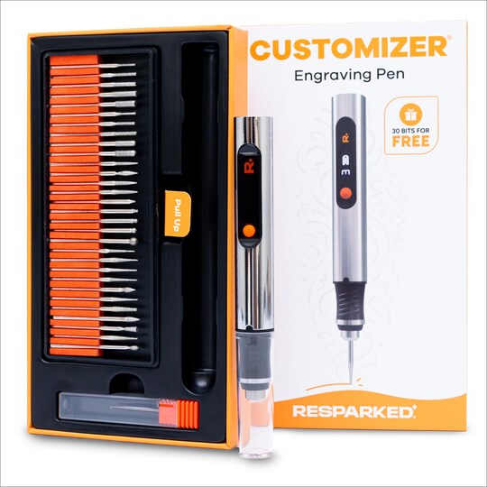 Resparked; Customizer Engraving Pen by Resparked (Formerly Culiau): Ultimate Cordless Portable Tool for Artists & DIYers - Engrave 50+ Surfaces - Beginner Friendly - Rechargeable - Free 30 Bits & Mastery Guide; Category:Tools & Accessories; Image:1